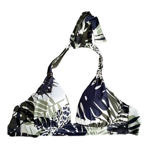 Bar III NEW Navy/White/Green Halter Bikini Swim Top Size M
